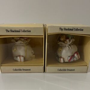 2 boxed Schmid Collectible Christmas Figurines 1989 Shackman collection numbered